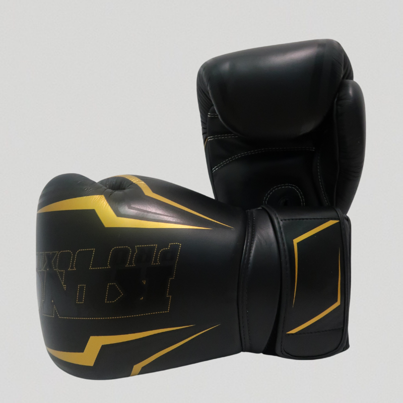 KingPro 16Oz Gloves & Shinguards - Sparring Set - Black & Gold