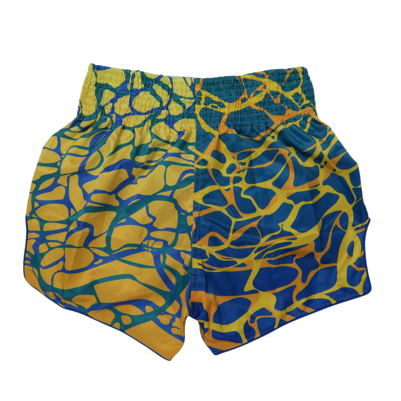 FAIRTEX BS1927 MUAY THAI SHORTS - MAGMA YELLOW & BLUE